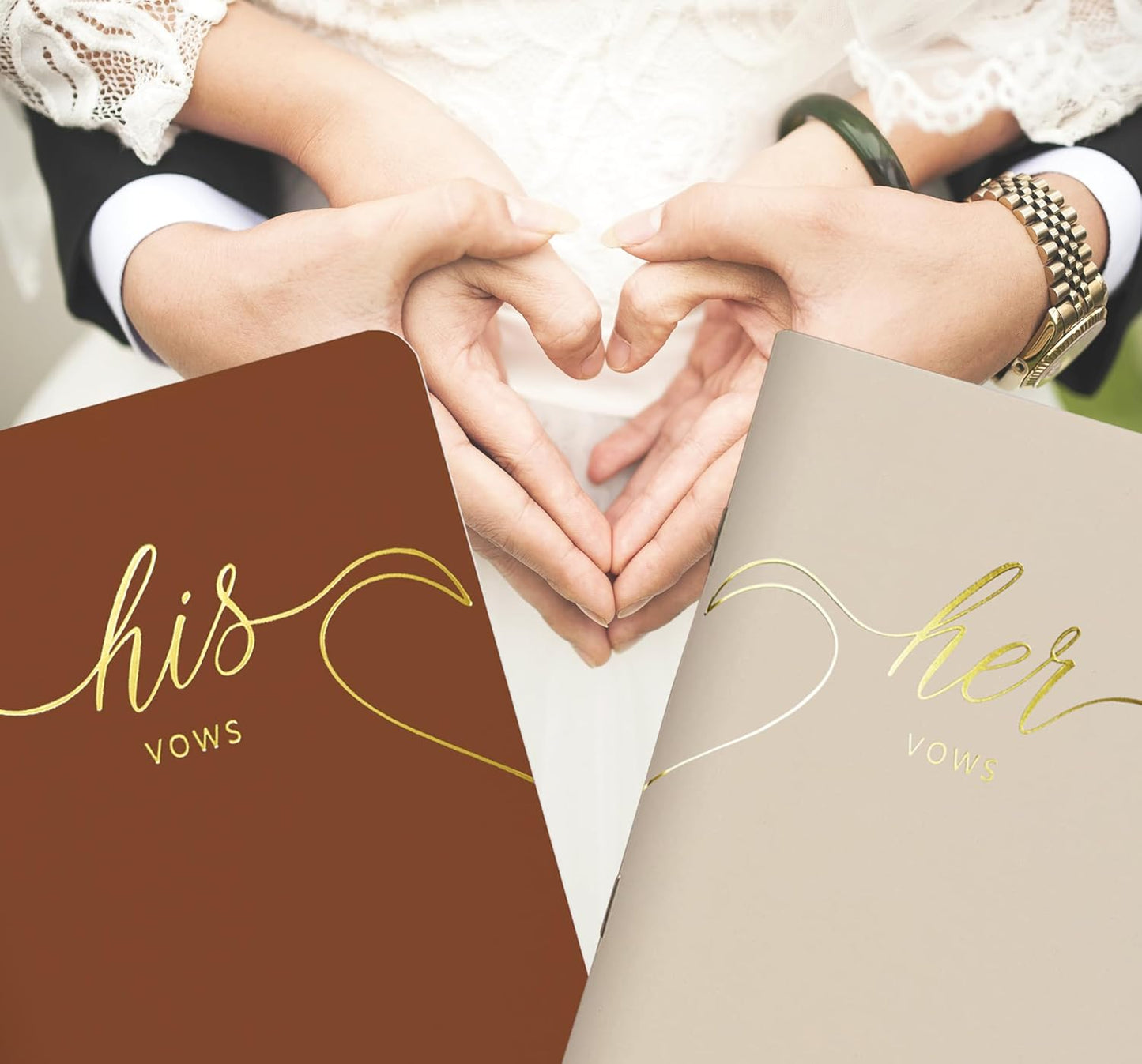 LSSH GmbH Vow Books - His and Hers Wedding Essentials, 28 Pages, 5.5" X 4" (Dark Green & Sage)