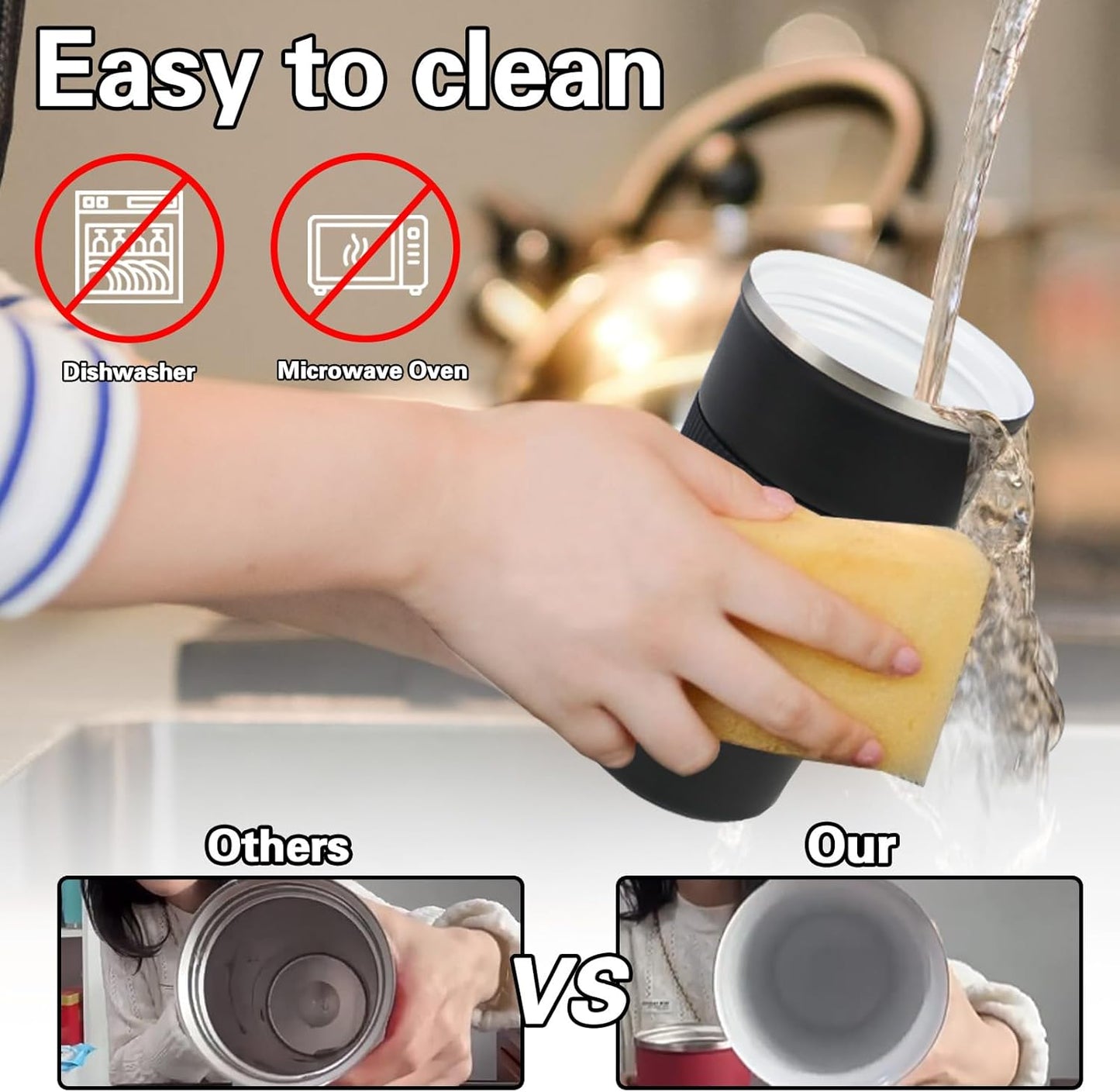 18oz Mug with Ceramic Coating Inside, Insulated Coffee Mug with Lid, Leak Proof Coffee Travel Mug, Travel Coffee Mug Fits in Car Cup Holder