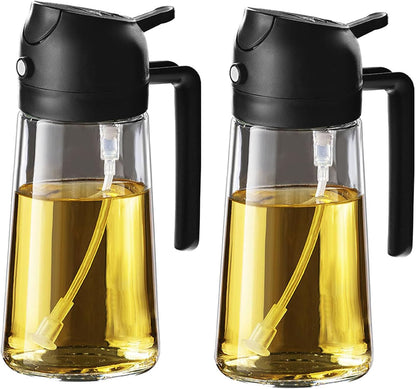 Purilite Select 470ml Glass Oil Sprayer &amp; Dispenser Bottle – 2-in-1 Flip Top