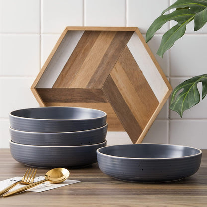 Stone lain Lauren Stoneware Dinnerware Crockery Set, 16-Piece Service for 4, Charcoal