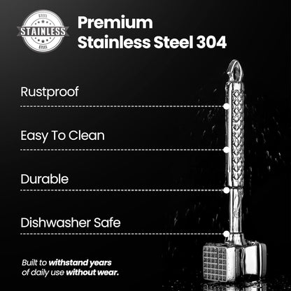 Stainless Steel Meat Tenderizer Tool, Premium Meat Mallet with Non-Slip Grip, Dual-Sided with Heart Shape Design for Tenderizing Steak, Poultry & Chicken Cutlet, Dishwasher Safe, Lifetime Replacement