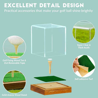 JupDec Baseball Display Case, Clear Cube Baseball Holder with Wooden Base, Autograph Baseball Stand Box for Single Ball, Acacia Wood, Brown, 1 Pack