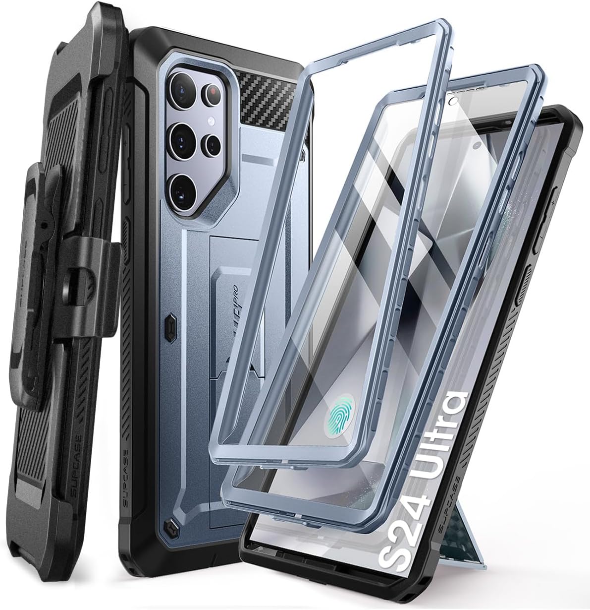 SUPCASE Unicorn Beetle Pro Case for Samsung Galaxy S23 Ultra 5G (2023), [Extra Front Frame] Full-Body Dual Layer Rugged Belt-Clip & Kickstand Case with Built-in Screen Protector (Black)
