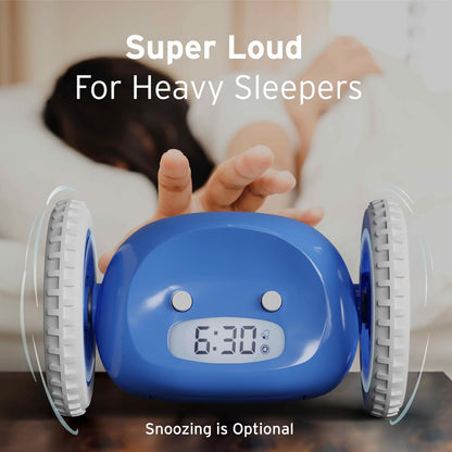 CLOCKY Extra Super Loud Alarm Clock for Heavy Sleepers Adults Kids Teens Bedroom, Move Jump Roll Run Away Easy to Set Smart Digital Alarm Clock Funny Gag Gift (Chrome)