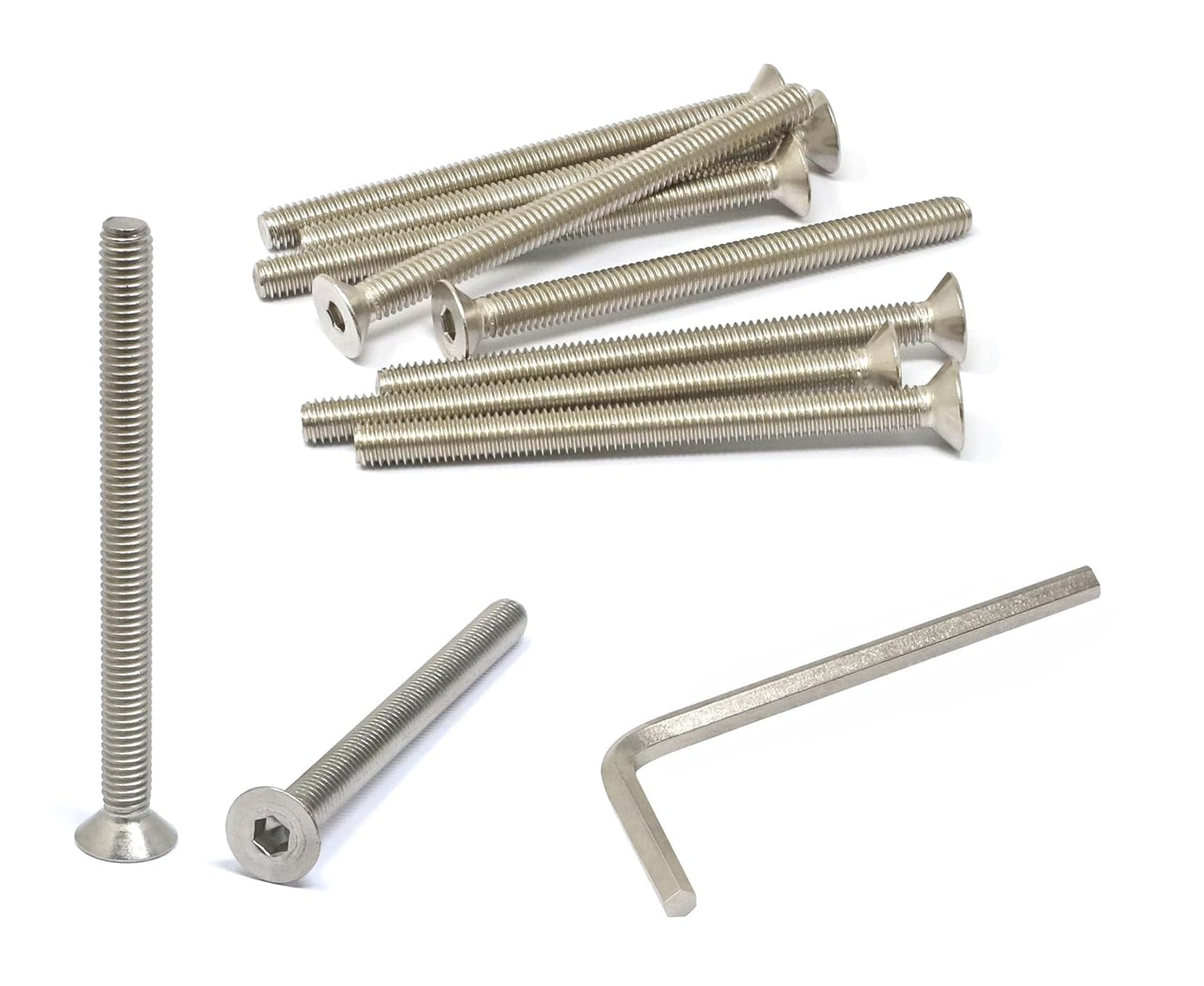iexcell 5 Pcs M8 x 80mm Thread Pitch 1.25 mm Stainless Steel 304 Hex Socket Flat Head Cap Screws Bolts Kit
