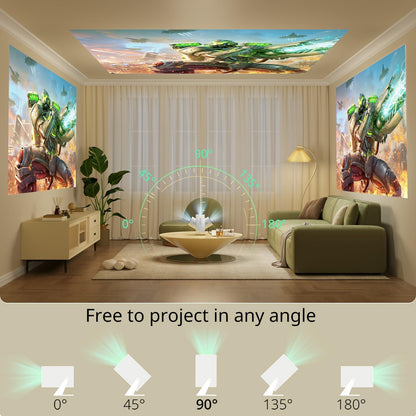 Mini Projector with Bluetooth and 50% Zoom, YOTON Y4 Auto Keystone 270° Rotation Portable Movie Projecteur 1080P Support, Compatible with Android/iOS/HDMI/PS5