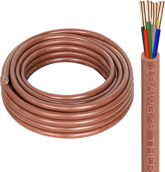 Thermostat Wire 18/8 Gauge 8 Conductor - 10ft, Multi-Conductor Bare Copper Cable, Durable PVC Jacket, Low-Resistance Wiring for HVAC Systems, Thermostats, and Low Voltage Applications