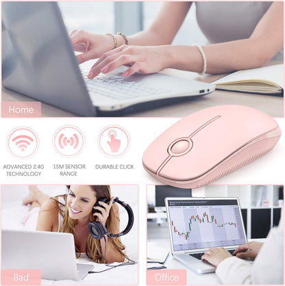 Wireless Mouse, Vssoplor 2.4G Slim Portable Computer Mice with Nano Receiver for Notebook, PC, Laptop, Computer (Sapphire Blue)