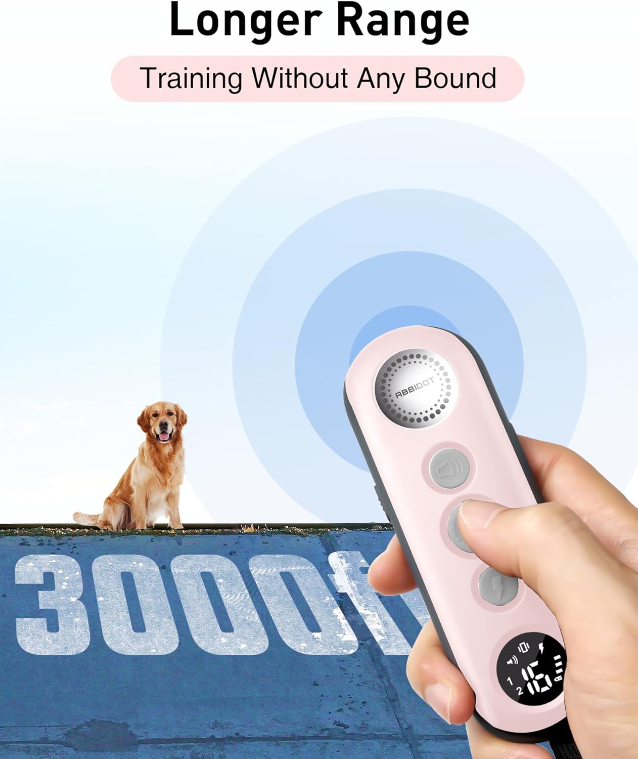 ABBIDOT Shock Collar (8-120 lbs) - Small Size Dog Training Collar with Remote Waterproof Rechargeable Dog Shock Collar with Remote E Collar for Small Medium Large Dogs (Light Blue)
