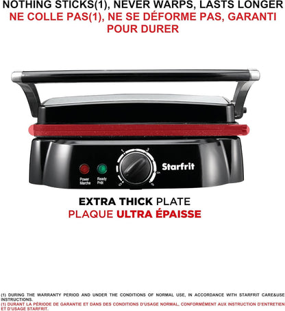 Starfrit The Rock Panini Press - Rock.Tec Non-Stick Reversible Plate - Opens 180 Degrees - Adjustable Temperate Control