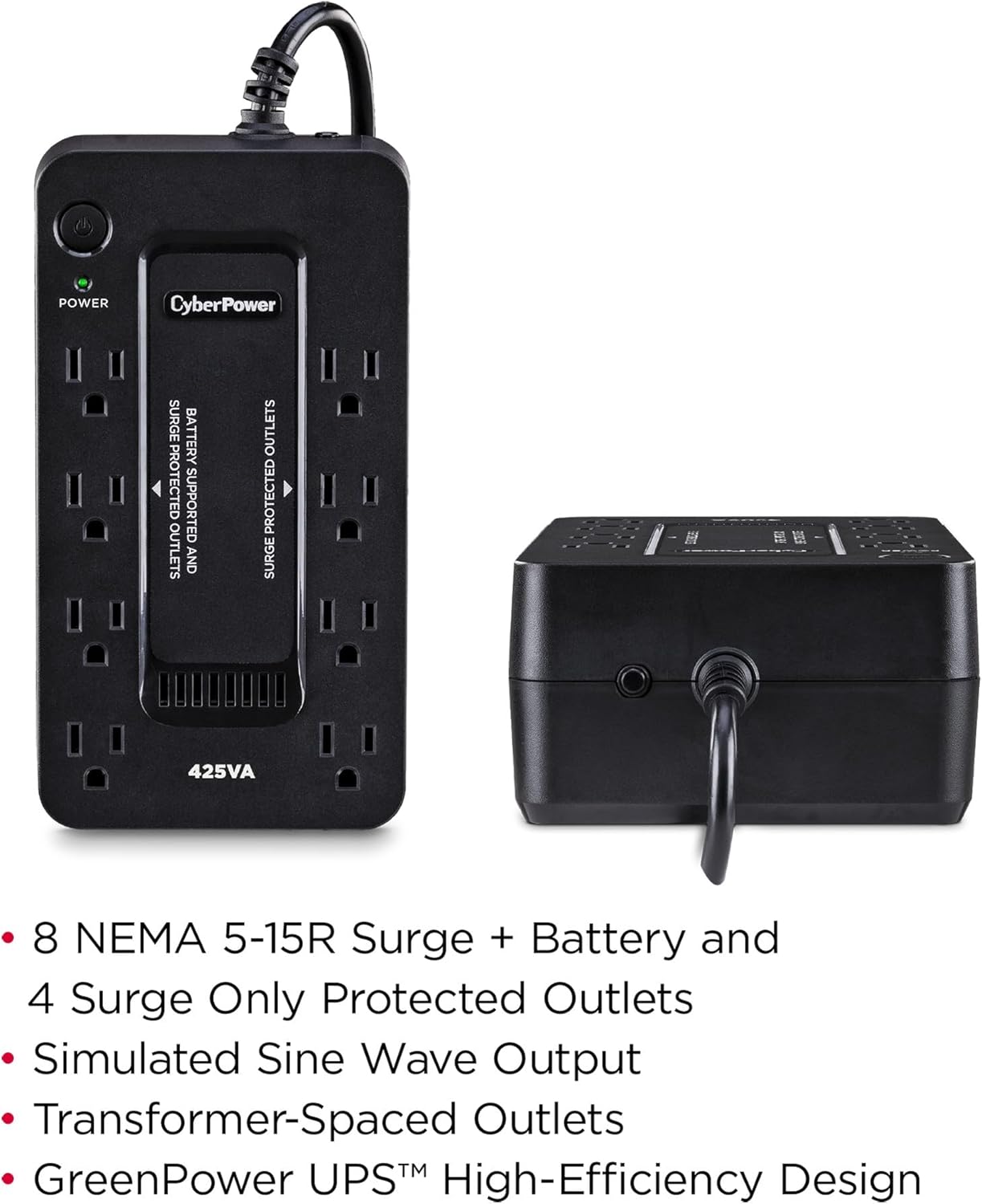 CyberPower ST425 Standby UPS System, 425VA/260W, 8 Outlets, Compact