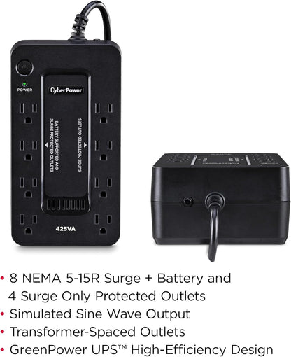 CyberPower ST425 Standby UPS System, 425VA/260W, 8 Outlets, Compact