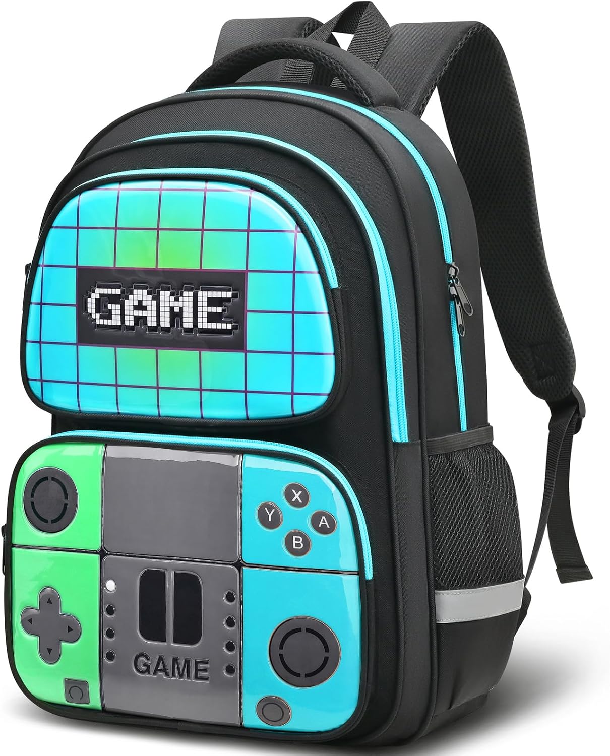 School Backpack for Boys,Gamer Kids Backpack for Elementary Middle School Student Age 6-14,17″ Video Game Bookbag for Laptop