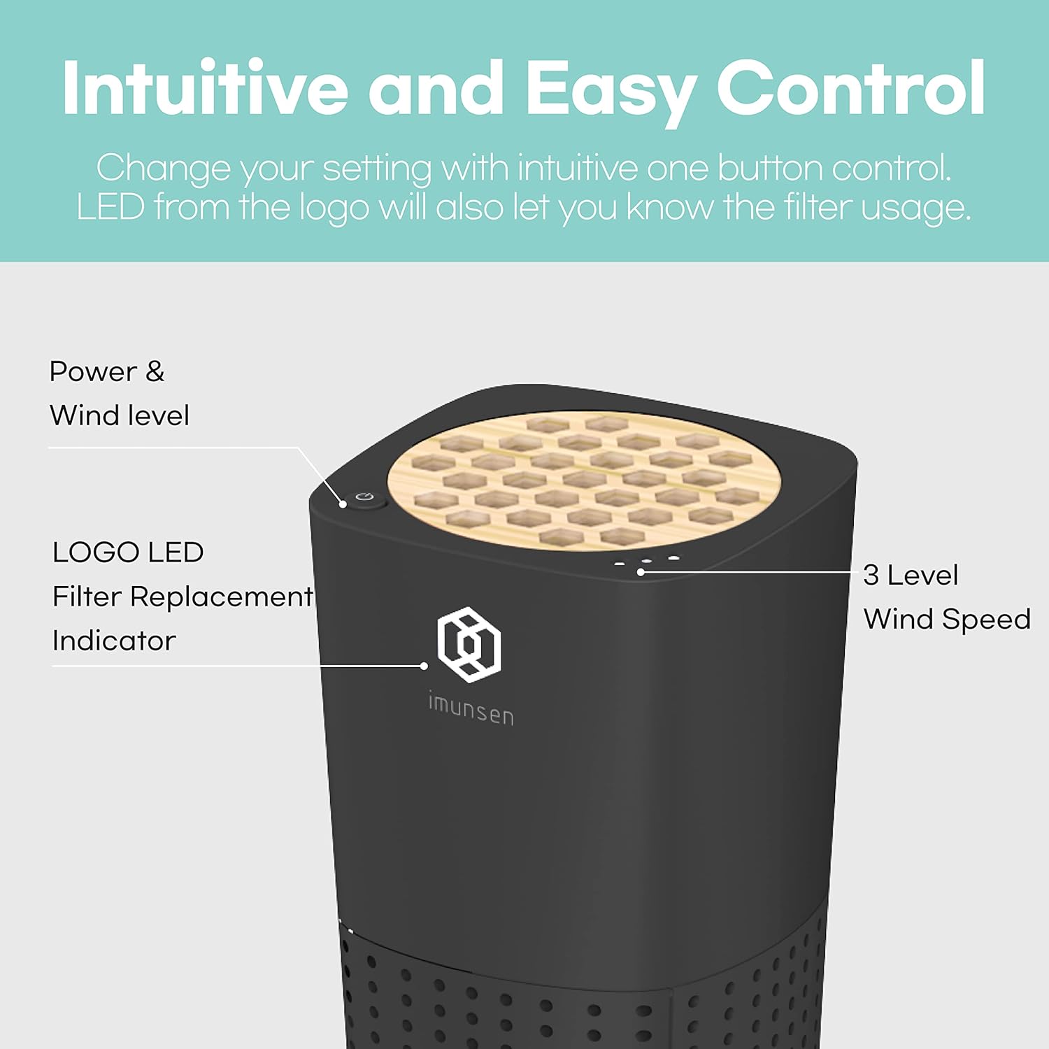 IMUNSEN M-003R True HEPA 13 Filter Air Purifier for Car, Desk, and Office with Carbon Deodorization Filter, 4-Stage Filtration, Smoke, Odors, Allergens, USB Port 5V, Made in Korea - Red - PuriLite