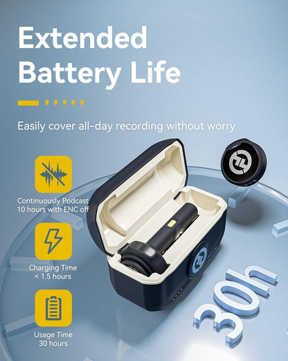Hollyland Lark M2 Wireless Lavalier Microphone for iPhone/Android/Camera/PC/Laptop with Lightning/USB-C/Plug, 48KHz 24Bit, 1000ft Range, Noise Cancellation, 30H Battery for Video Recording, Streaming