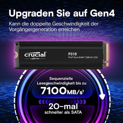 Crucial P310 4TB PCIe Gen4 2280 NVMe M.2 SSD Up to 7,100MB/s – with Acronis Offer, Internal Solid State Drive (PC) – CT4000P310SSD801