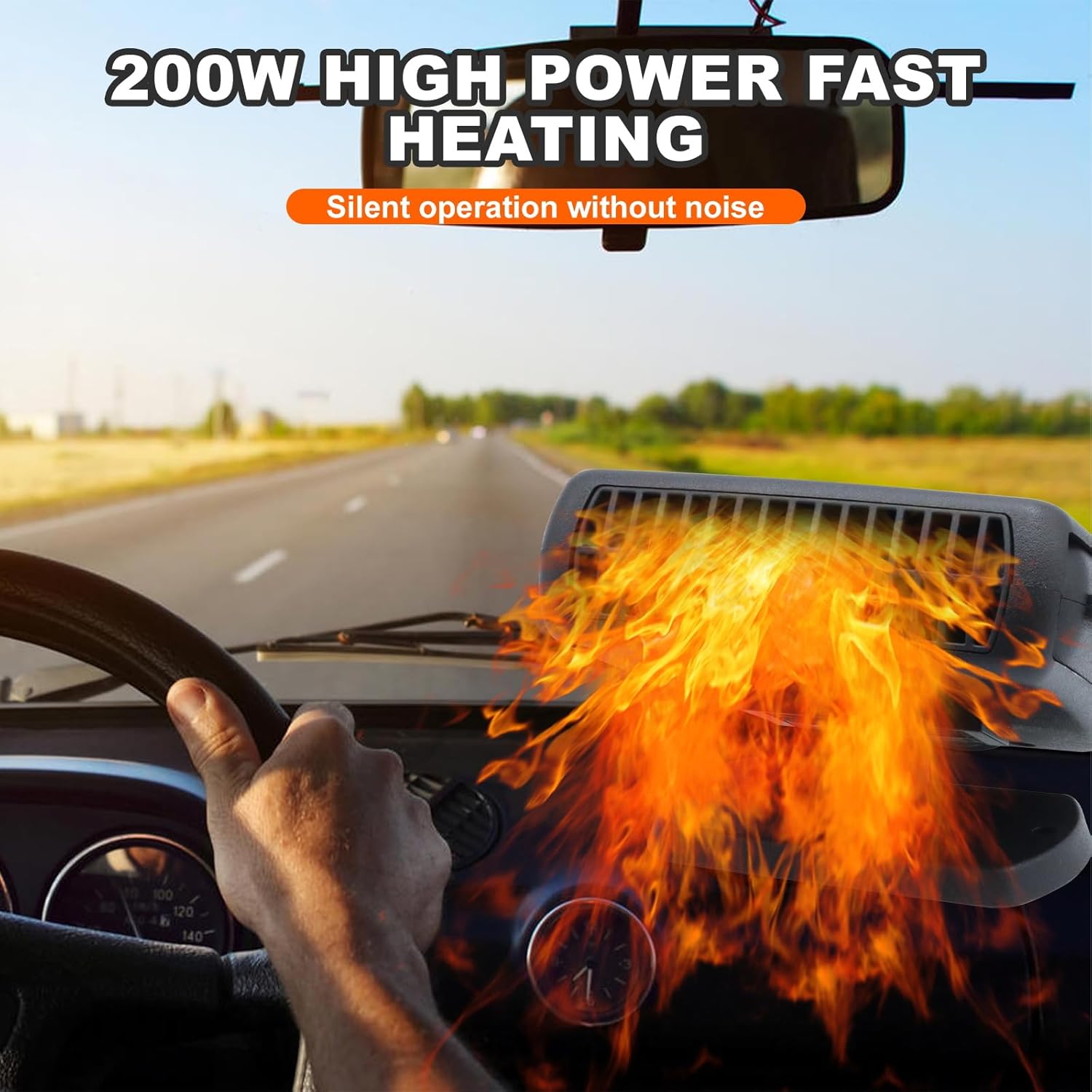 12V Portable Car Heater and Defroster | 200W Windshield Defogger | Cigarette Lighter Plug Car Heater | 360 Degree Rotating Auto Heater | Compact Vehicle Heating Fan - PuriLite