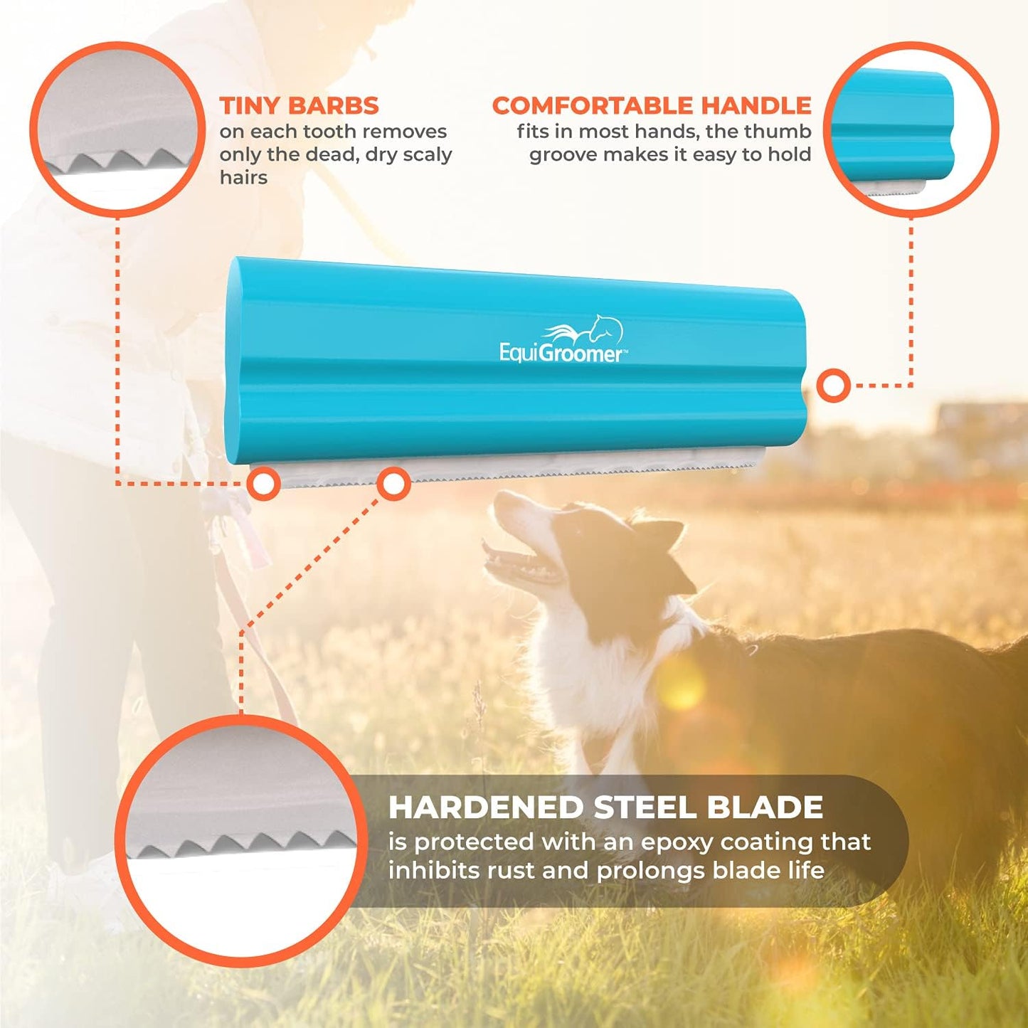 EquiGroomer Deshedding Brush for Dogs and Cats | Undercoat Deshedding Tool for Large and Small Pets | Comb Removes Loose Dirt, Hair and Fur While | Perfect for Short and Long Hair Grooming Shedding