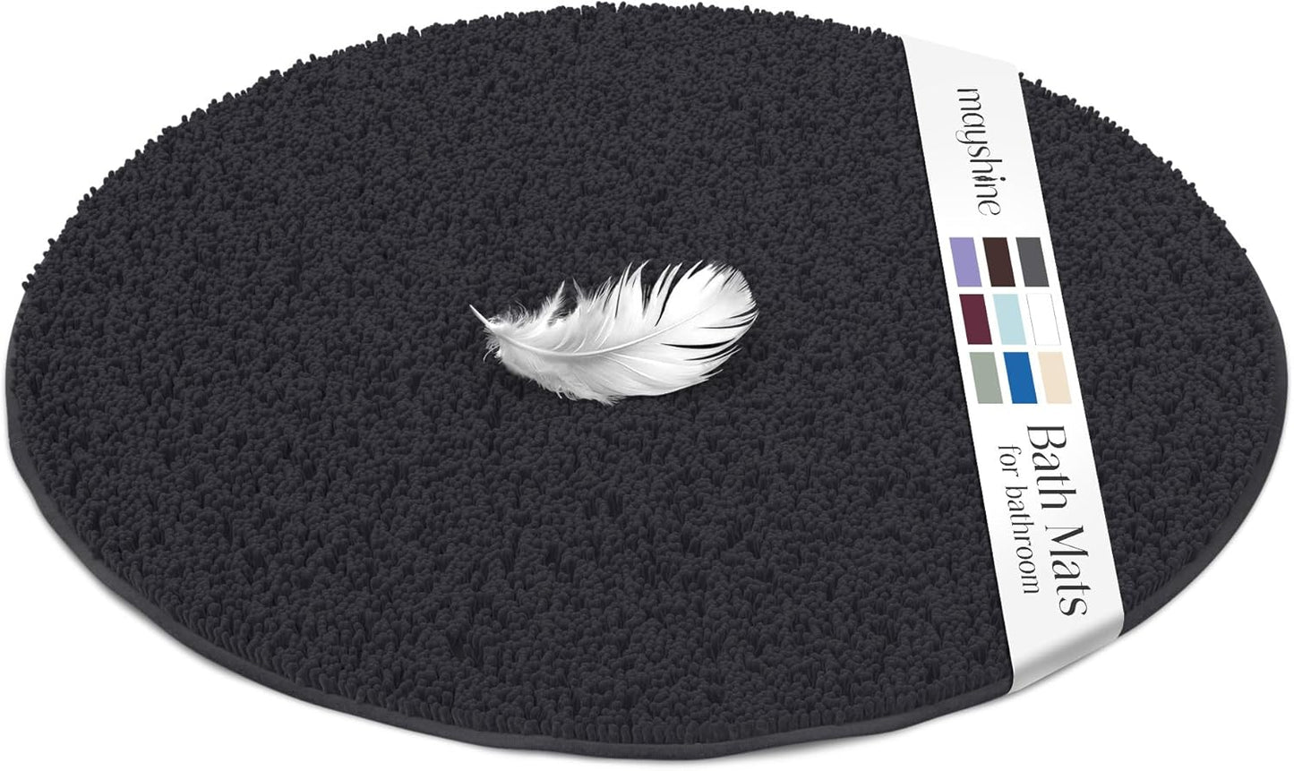 Soft Plush Chenille Bathroom Rug, Absorbent Microfiber Bath Mat, Machine Washable, Non-Slip Grip, Quick-Dry, Thick Shag Carpet Great for Bath, Shower Floor, Bedroom, or Door Mat (Beige, 17x24)