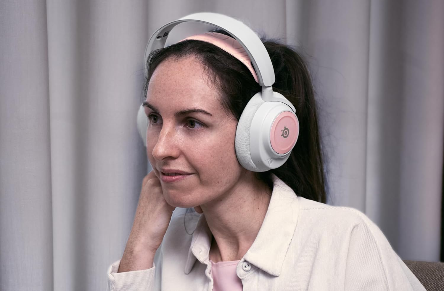 SteelSeries Nova Booster Pack -Gaming Headset Accessory - Nylon Headband - Customize with Unique Speaker Plates - Rose Quartz - PuriLite