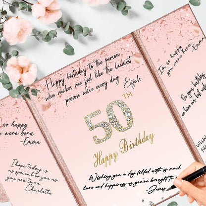 Crenics Rose Gold 70th Birthday Decorations, Creative 70th Birthday Guest Sign in Book Alternative, Large 70th Birthday Signature Book 12" x 18", Great 70 Years Old Birthday Gifts for Women - PuriLite