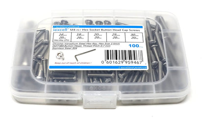 iexcell 50 Pcs M6 x 20mm Thread Pitch 1 mm Stainless Steel 304 Hex Socket Button Head Cap Screws Bolts Kit