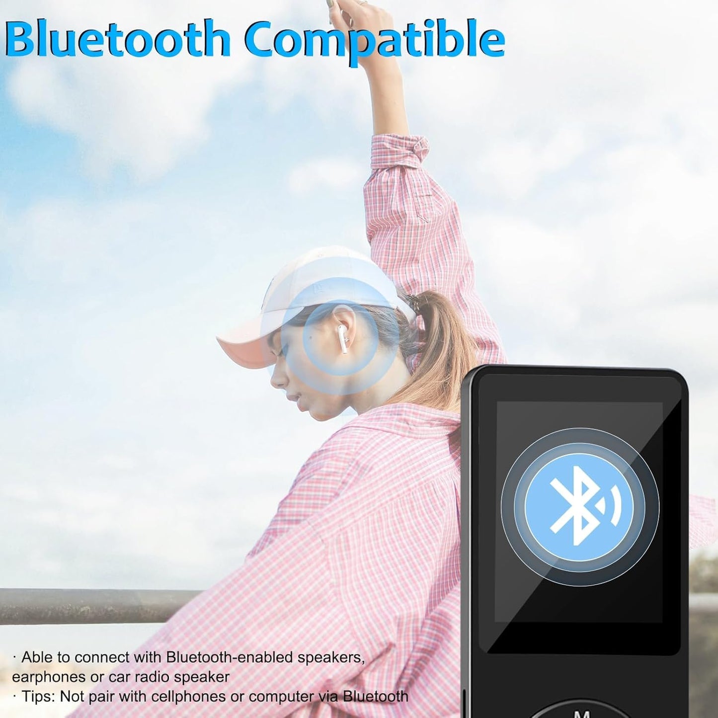 64GB MP3 Player with Bluetooth, SKYBESS HiFi Lossless MP3 Music Players with HD Speaker, FM Radio, Video, Voice Recorder, Alarm Clock Function, Including Earphones, Supports Random Playback