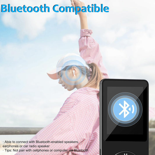64GB MP3 Player with Bluetooth, SKYBESS HiFi Lossless MP3 Music Players with HD Speaker, FM Radio, Video, Voice Recorder, Alarm Clock Function, Including Earphones, Supports Random Playback - PuriLite