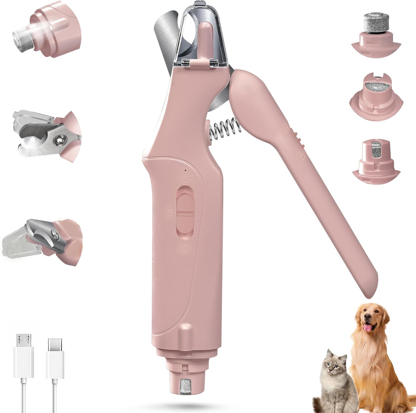 CATPICK 2-in-1 Cat Nail Clippers & Dog Nail Clippers Trimmers for Large Medium Small Dogs Cats Claw Trimmer Quick Sensor and Safety Guard USB Rechargeable with 2 LED Lights Dogs Nail Trimmer