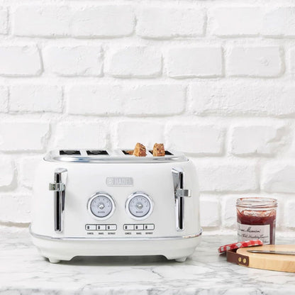 Haden Dorset 75083 Stainless Steel 1500W Retro Toaster 4 Slice Wide Slot w/Removable Crumb Tray and Settings, Black/Copper Toasters w/Adjustable Browning Control, Smart Toaster