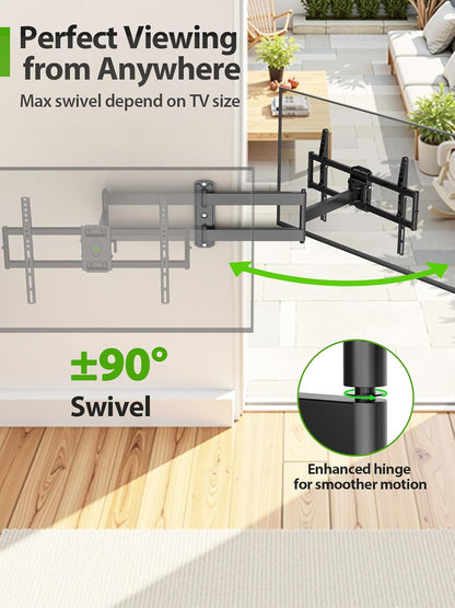 USX MOUNT Full Motion Long Arm TV Wall Mount for Most 37-80 Inch TVs up to 100 Lbs, Smooth Motion Swivel and Tilt TV Bracket, 32.05 Inch Extension, Max VESA 600x400mm, Perfect for Corner, XML930
