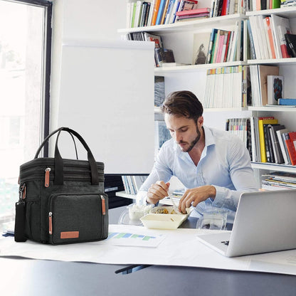 Lunch Bag Women Insulated Lunch Box for Work, Purple Expandable Large Lunch Bags, Leakproof Double Deck Lunch Box Cooler Bag（Purple）