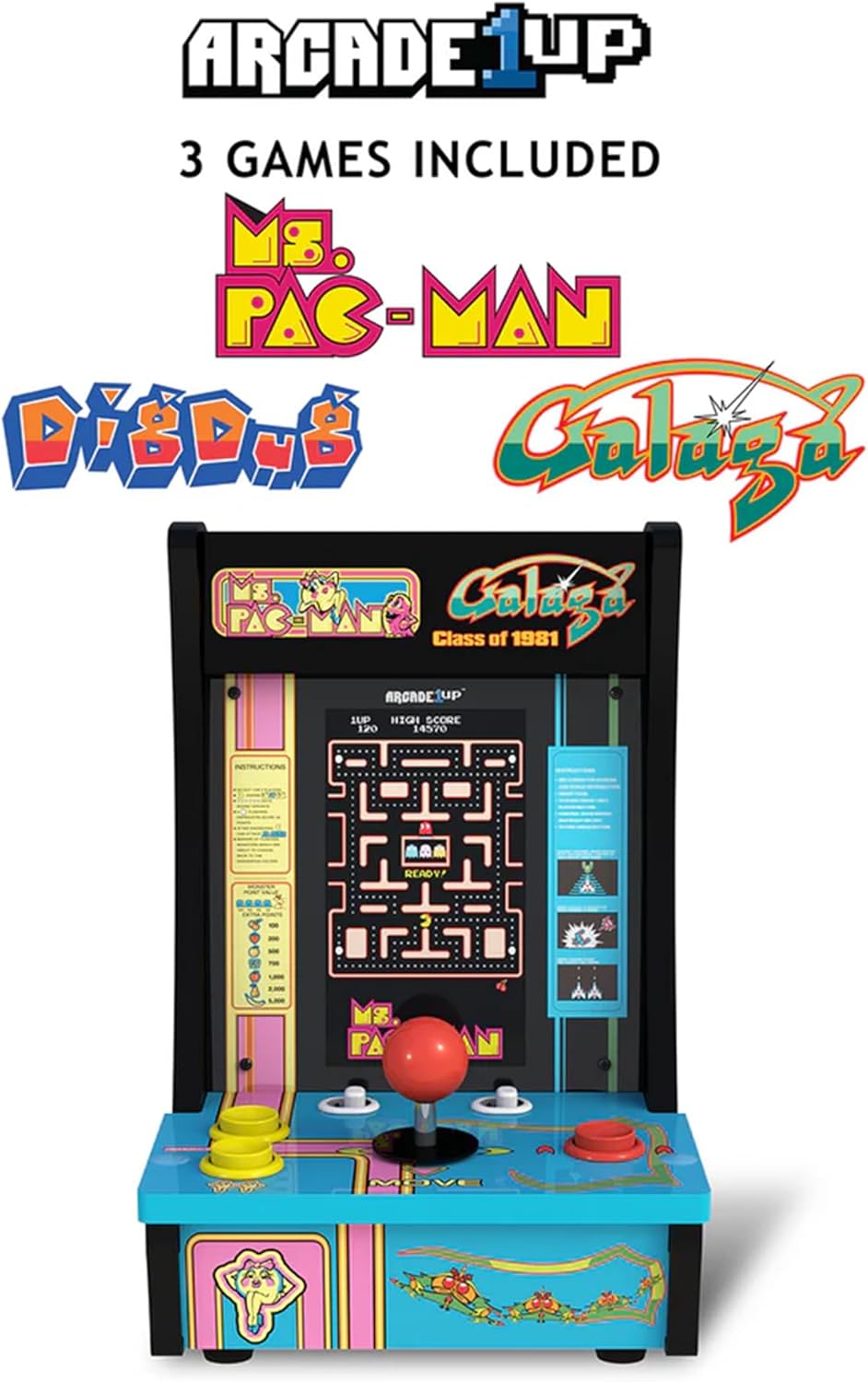 ARCADE1UP Classic Arcade Countercade Machine | 7 Inch Portable Retro Gaming Console with Joystick Controls