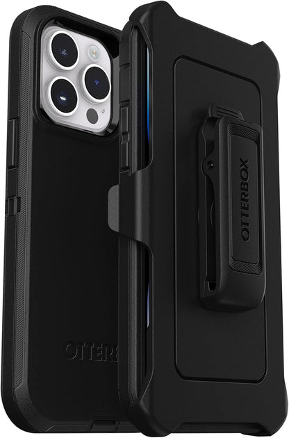 OtterBox iPhone 14 Pro Max (ONLY) Defender Series Case - Black, Rugged & Durable, with Port Protection, Includes Holster Clip Kickstand