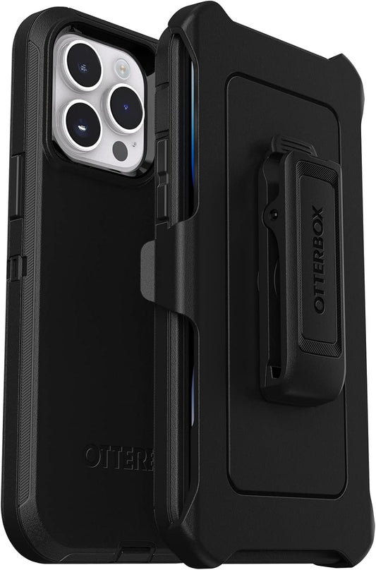 OtterBox iPhone 14 Pro Max (ONLY) Defender Series Case - Black, Rugged & Durable, with Port Protection, Includes Holster Clip Kickstand