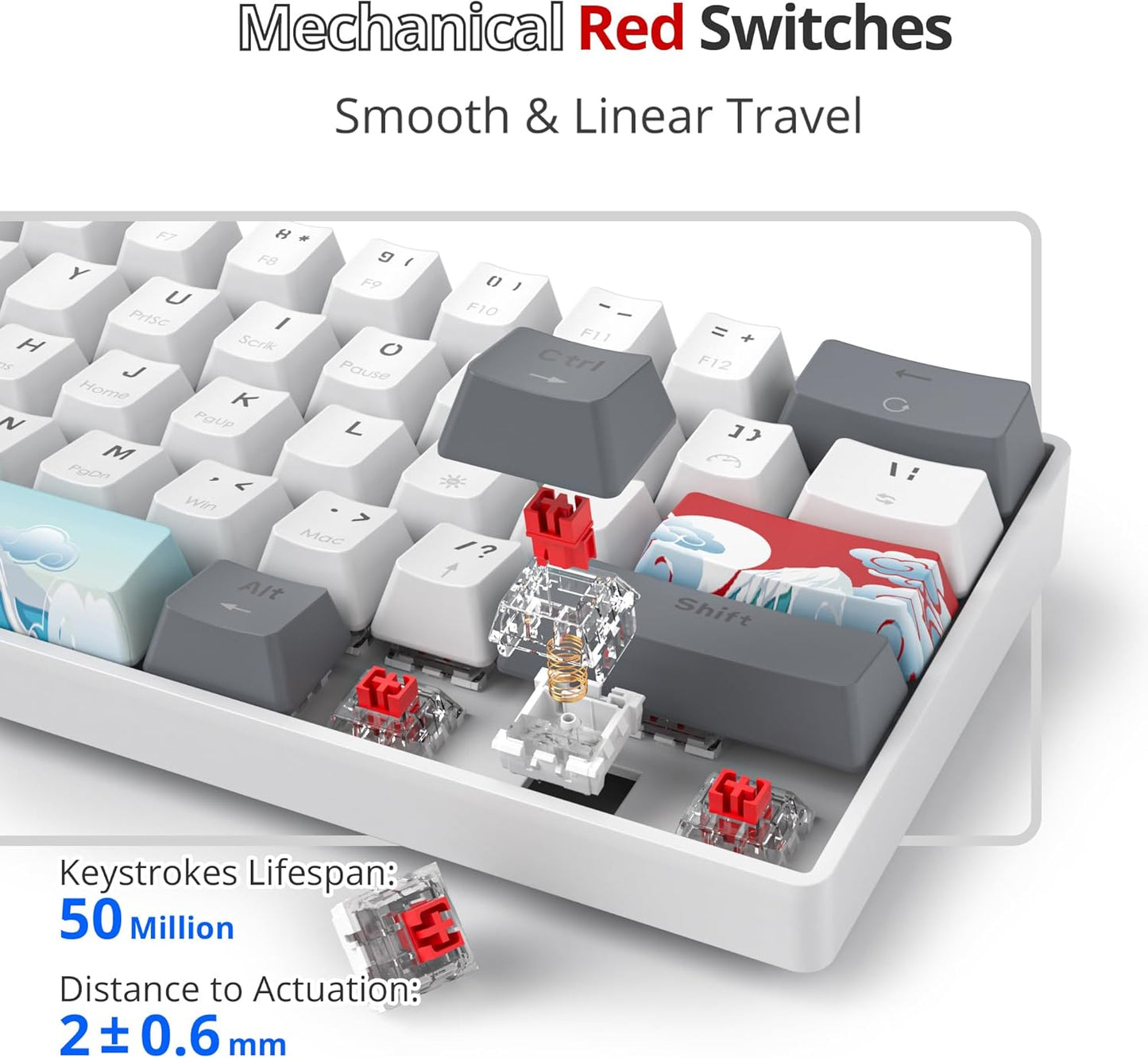Fogruaden Full Size Mechanical Keyboard, Green Matcha Keyboard, Wired USB 104 Keys RGB Backlit Gaming Keyboard with Number Pad, Red Switches, NKRO Mechanical Keyboard for Windows Laptop PC Gamer