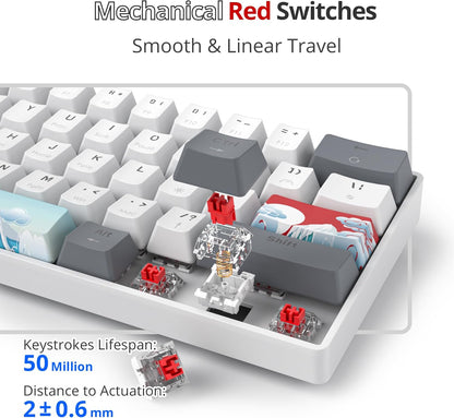 Fogruaden Full Size Mechanical Keyboard, Green Matcha Keyboard, Wired USB 104 Keys RGB Backlit Gaming Keyboard with Number Pad, Red Switches, NKRO Mechanical Keyboard for Windows Laptop PC Gamer