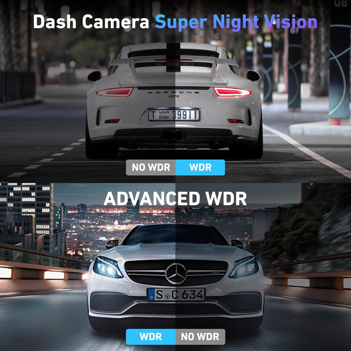 4K Dash Cam Front and Rear, 4k+1080p Dashcam for Car Built in GPS,5GHz WiFi, 64GB Card, Loop Recording Dash Cam w/Parking Monitor, Car Dash Cam Built-in Night Vision, App Control, WDR, G-Sensor