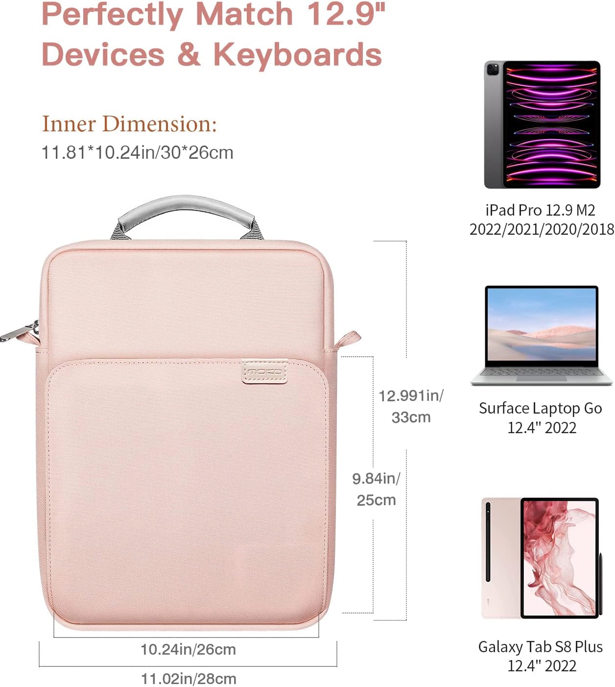 MoKo 13.3-14 Inch Laptop Sleeve Bag Fits MacBook Pro M3/M2 14" 2023, MacBook Pro 13" M2, New MacBook Air 13.6" M3/M2 2024/2022,Tab S8 Ultra 14.6",Handle Carrying Case with Shoulder Strap, Black & Gray - PuriLite