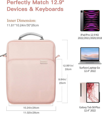 MoKo 13.3-14 Inch Laptop Sleeve Bag Fits MacBook Pro M3/M2 14" 2023, MacBook Pro 13" M2, New MacBook Air 13.6" M3/M2 2024/2022,Tab S8 Ultra 14.6",Handle Carrying Case with Shoulder Strap, Black & Gray - PuriLite