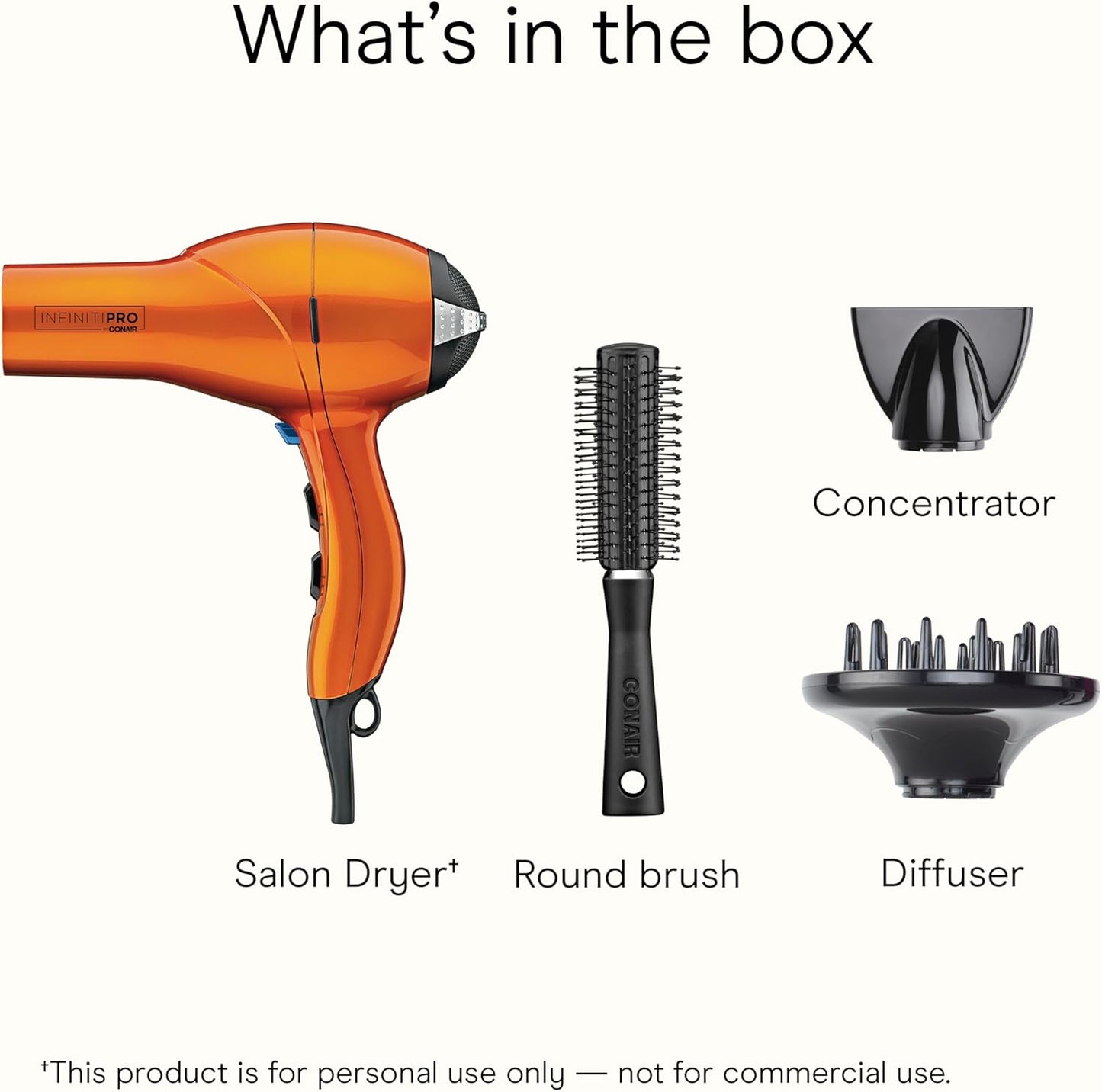 Conair Infiniti PRO Hair Dryer with Diffuser, Concentrator & Blowout Brush | 1875W blow dryer for everyday styling with tourmaline ceramic technology, various heat/speed settings, and a Cold Shot button
