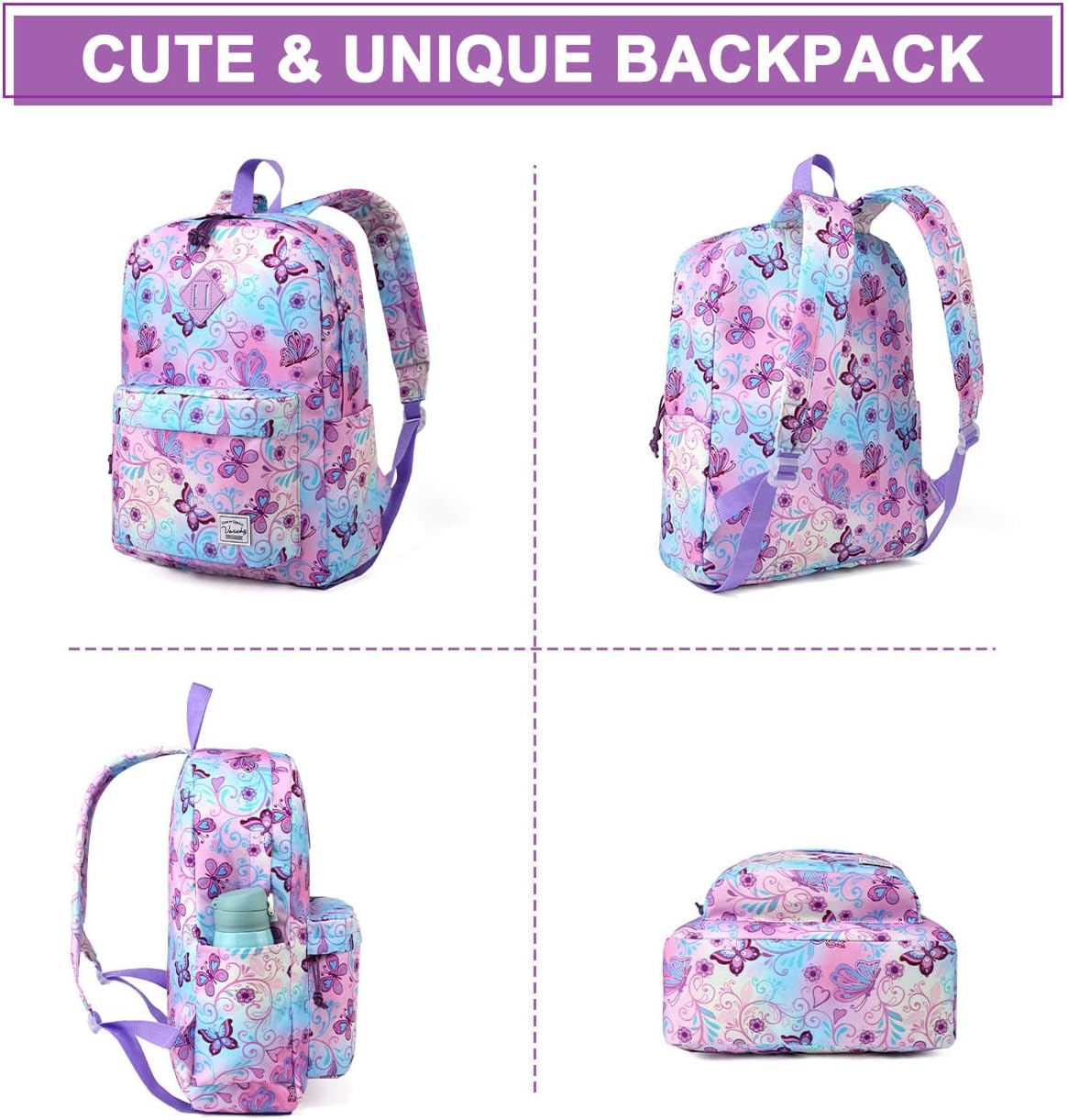 School Backpack for Kids, VASCHY Lightweight Water Resistant Casual Schoolbag Daypack for Men Women Teen Boys Girl Bookbag