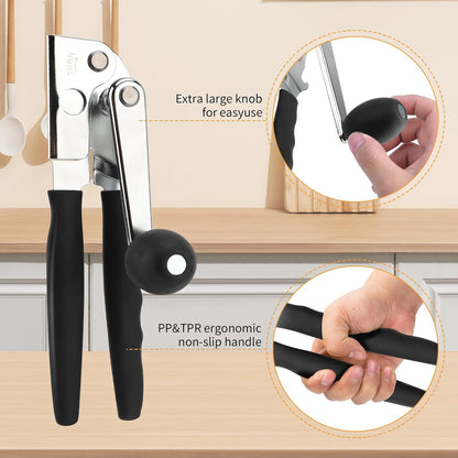 Gugxiom Easy Crank Can Opener, Stainless Steel Manual Can Opener Heavy Duty, Safety Commercial Can Opener with Handle, Kitchen Gadget, Elderly Friendly