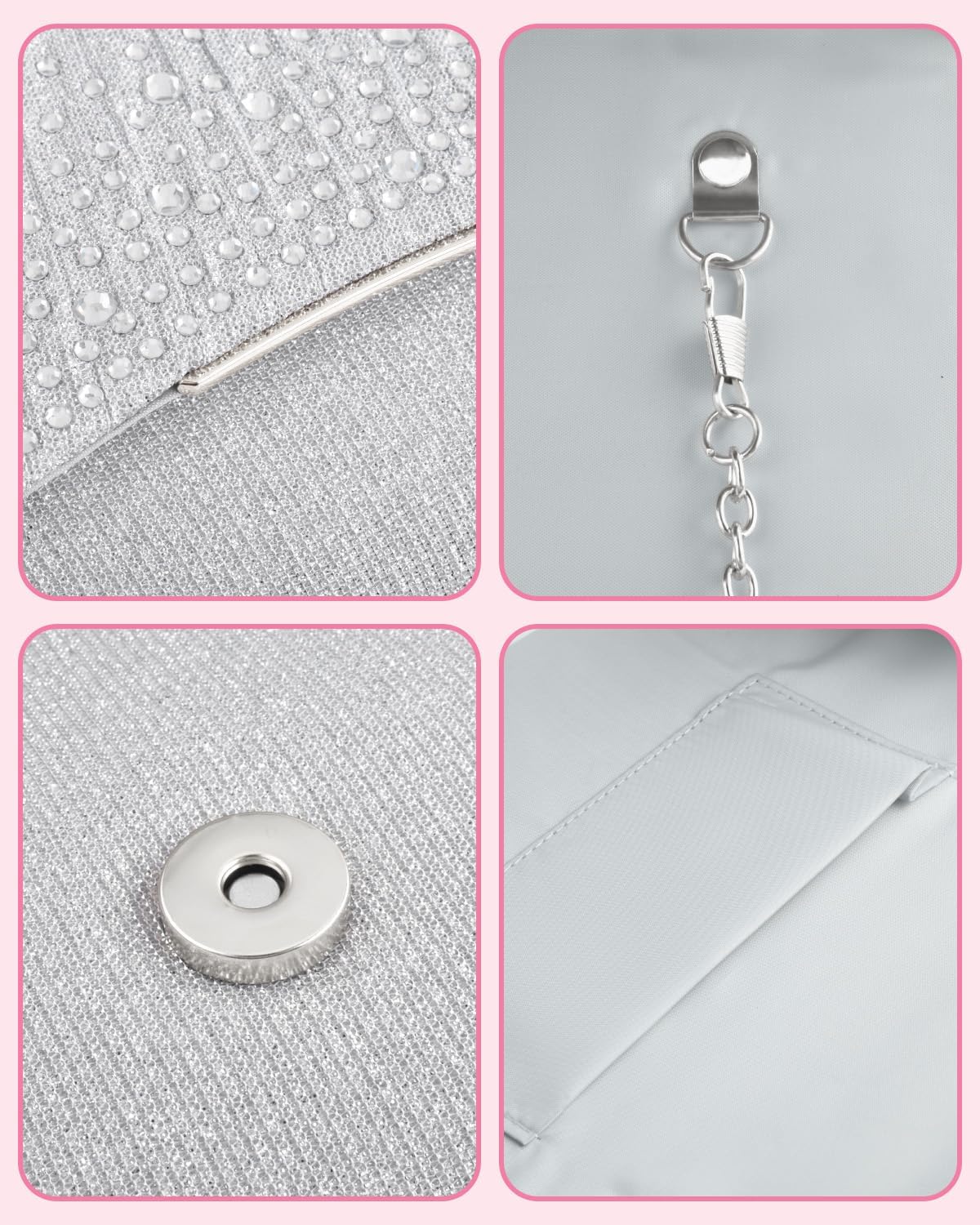 Formal Clutch Purses for Women Evening, Cocktail Clutch Bags Sparkling Shoulder Envelope Party Handbags