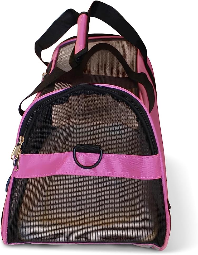 LuggageKing Soft-Sided Pet Carrier Travel Bag - Dog Carrier for Very Small Dogs, Medium-Sized Cat Carrier - Shoulder Strap, Buckle Zippers (M) (Dark Grey)