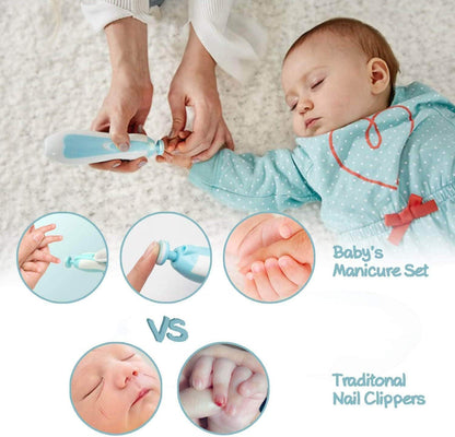 Baby Nail Trimmer File Electric Safe Nail Clippers with Light for Newborn or Toddler Toes and Fingernails (Blue)