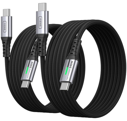INIU USB C to USB C Cable, 240W 6.6ft Fast Charging Cord, Braided USBC to USBC Phone Charger Cable for Phone 16 15 Pro Max S24 S23 Laptops iPad Switch Steam Deck etc
