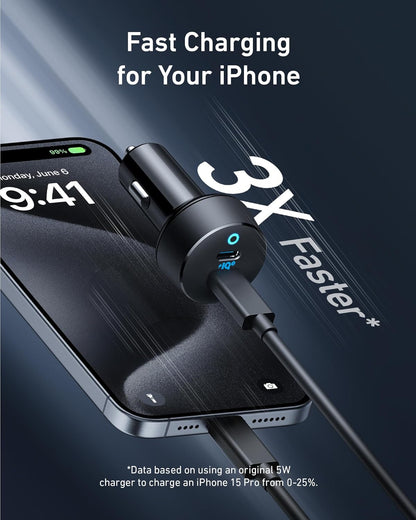 Anker USB C Car Charger, 40W 2-Port PowerIQ 3.0 Type C Adapter, iPhone 16 Car Charger, PowerDrive III Duo with Power Delivery for iPhone 16/15/14/13, Galaxy S22/S20/S10, Pixel, iPad, and More - PuriLite