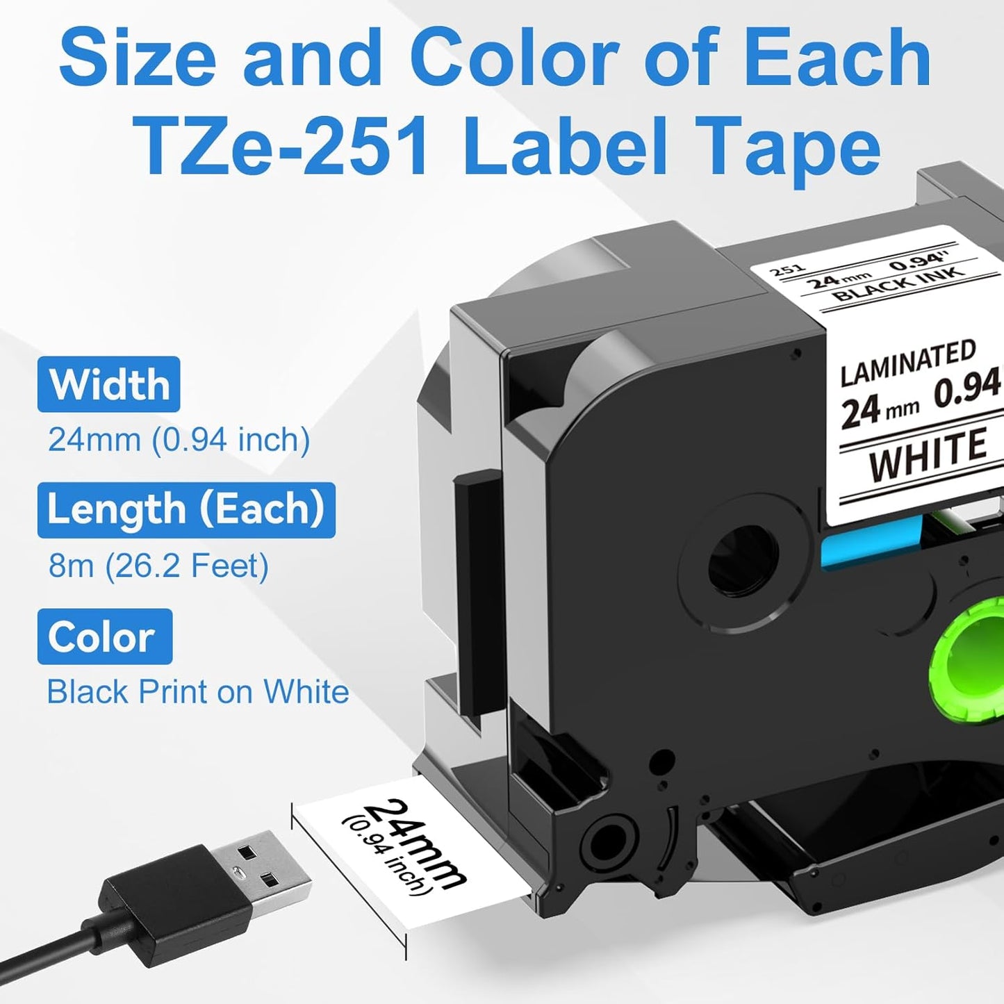 5 Pack Compatible with Brother Label Maker Tape P Touch TZe TZ Tape 12mm 0.47'' Laminated White TZe-231 TZ 231 Label Tape for Brother P-Touch PT-H110 PT-D210 PT-D600 PT-D400AD PT-1290
