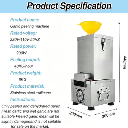 Electric Garlic Peeler Machine, Stainless Steel Garlic Peeling Tool for Home, Restaurant, or Canteen - Efficient Garlic Separator for Quick Peeling